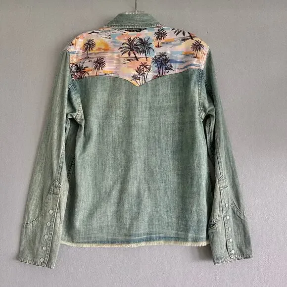 Le Superbe Surf Cowboy Pearl Button Western Shirt Sun Faded Denim Revolve Sz 8 - Picture 6 of 12